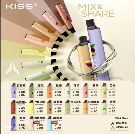 凱斯KISS拋棄式6500口一次性電子煙磁吸式混搭口味充電款